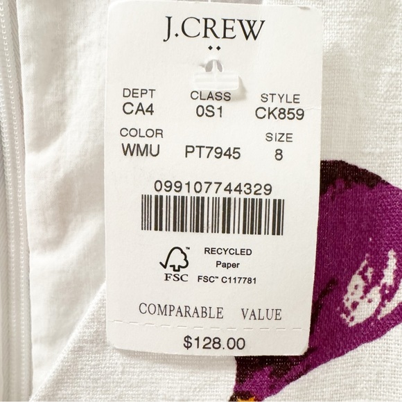 J. Crew Printed linen-blend flutter-sleeve mini dress - Size 8 - Picture 5 of 6